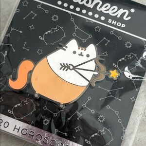 Pusheen Horoscope 2020 Sagittarius Pin with Orange and White Design